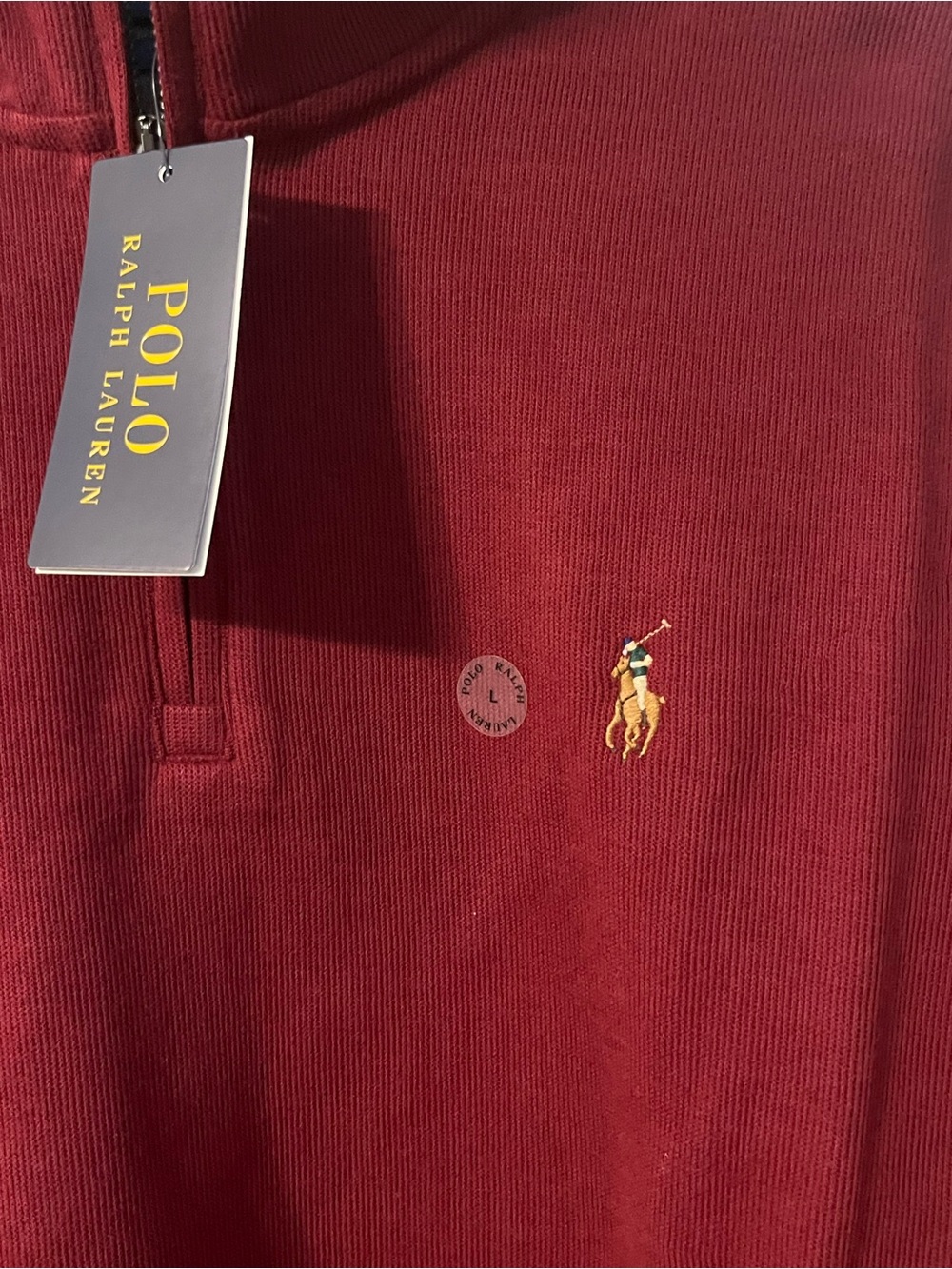 Polo by Ralph Lauren Men's Zip Mock Neck Sweater - Burgundy - Picture 4 of 6